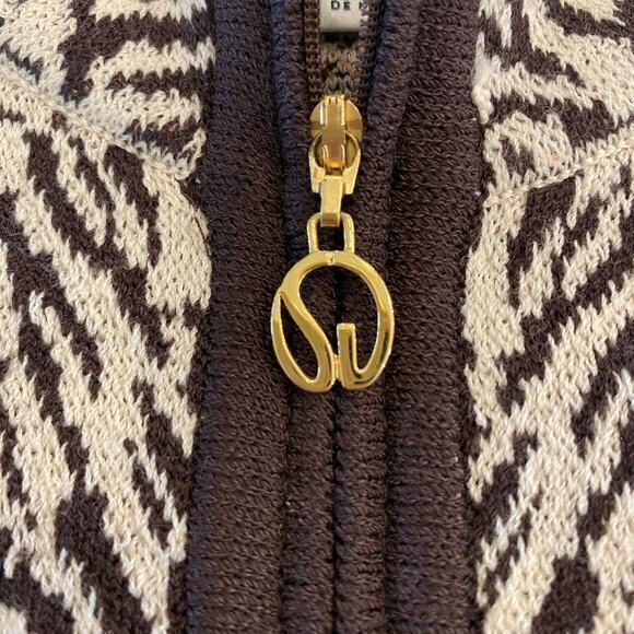 St. John Sport Vintage Wool Animal Print Sweater Jacket Full Zip Rare Pattern - Picture 5 of 10
